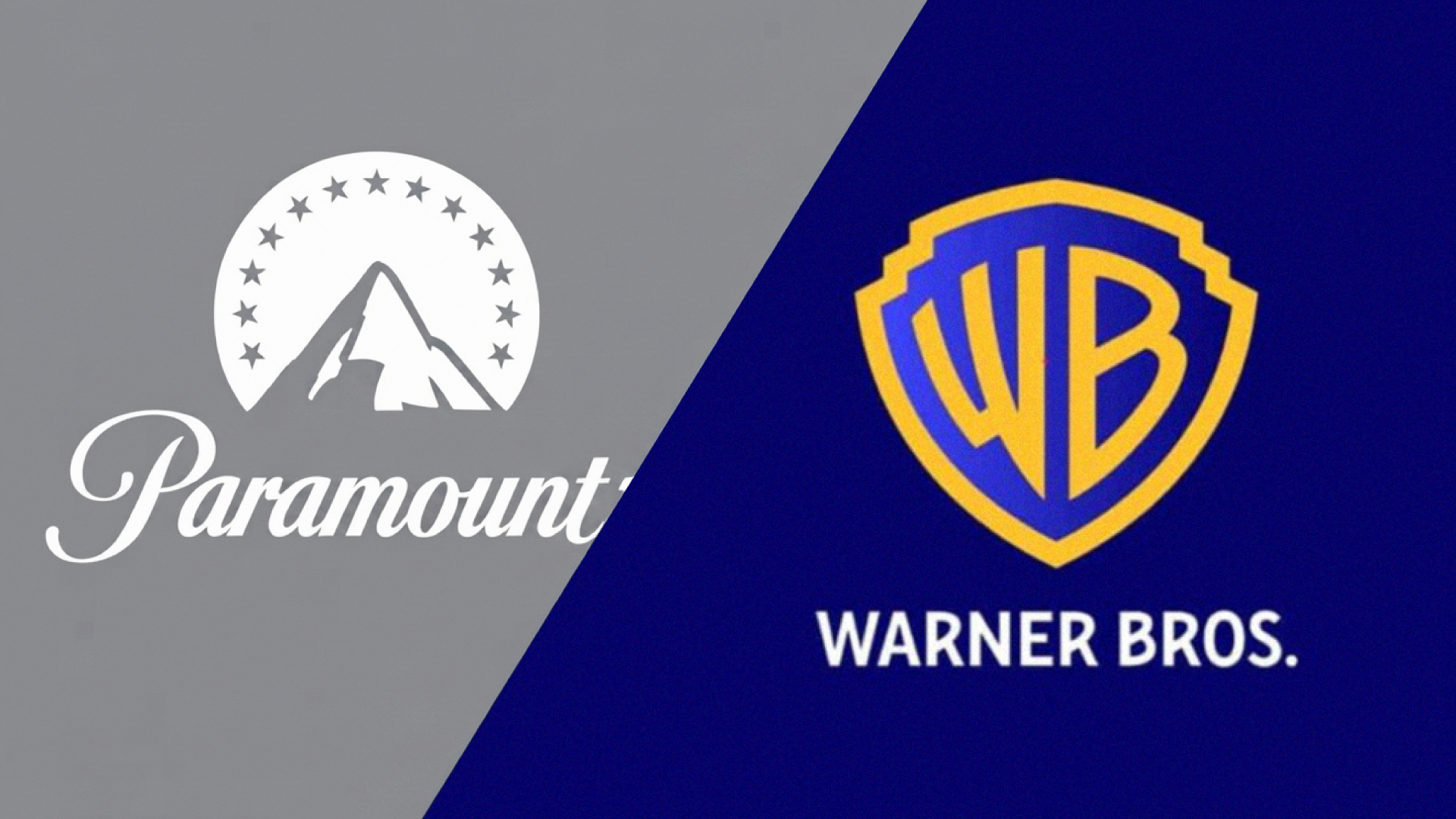 Logotipos da Paramount Global e da Warner Bros. Discovery relacionados à disputa judicial marcada para março de 2027.